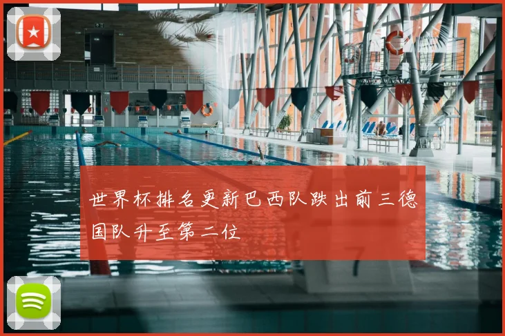 世界杯排名更新巴西队跌出前三德国队升至第二位